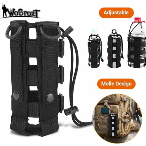 Upgraded Tactical Molle Water Bottle Pouch Bag Military Outdoor Travel Hiking Drawstring Water Bottle Holder Kettle Carrier Bag