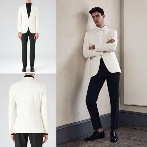 Fashion Wedding Suit 2 Pieces Shawl Lapel Groom Dinner Prom Tuxedo Tailored Blazers For Best Man Jacket Vest Pants