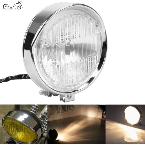 Motorcycle Round Chrome Halogen Headlight Lamp For Harley Crusier Cafe Racer Bobber Chopper Touring Custom bikes