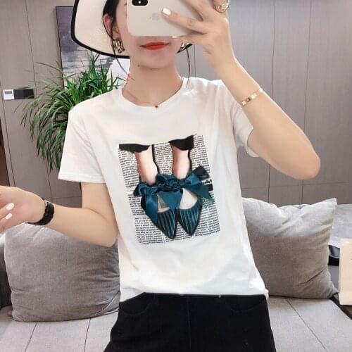 WWENN New Fashion 2021 T shirt Women Tops Summer Kawaii Korean Clothes Woman Tshirts Cotton White Y2K Tee Shirt Short Sleeve