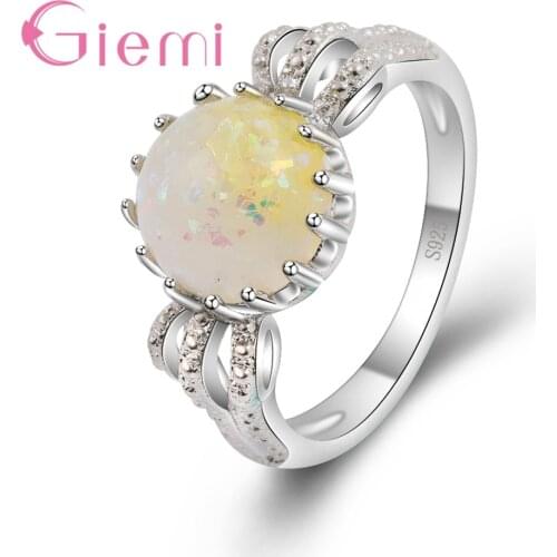 Newest Design Multicolor Round Shape Fire Opal Ring Micro Paved CZ Fashion Women 925 Sterling Silver Rings Wholesale