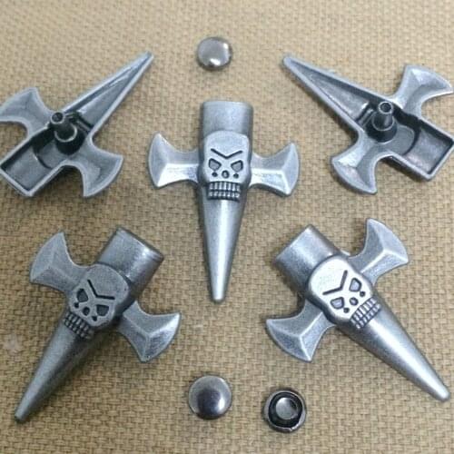 New 30PCS 23X30MM Antique Silver Cross Skull StudS Rivet Punk Cross Spike Shoes Belt Bag Accessories Leather Craft Shipping Free