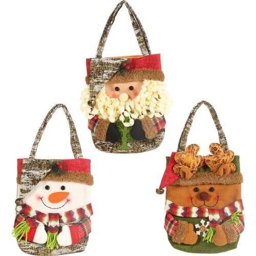 New Christmas Decorations Imitation Tree Bark Gift Bag Creative Three-dimensional Old Man Snowman Deer Gift Bag