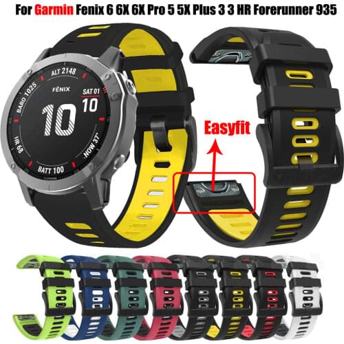 New Smart Silicone Replacement Strap for Garmin Fenix 6 6X 6X Pro 5 5X Plus 3 3 HR Forerunner 935 Wristband Band 22 26mm Easyfit