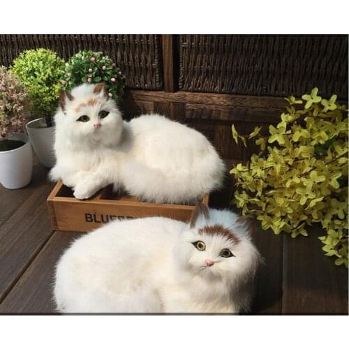 A pair of cute simulation lying cat toy polyethylene&furs yellow head cat model gift about 21x13x16cm 2913