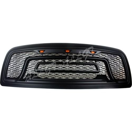 Raptor Style Replacement Front Mesh Grille with LED Light fit for Dodge Ram 1500 2009-2012 Matte Black