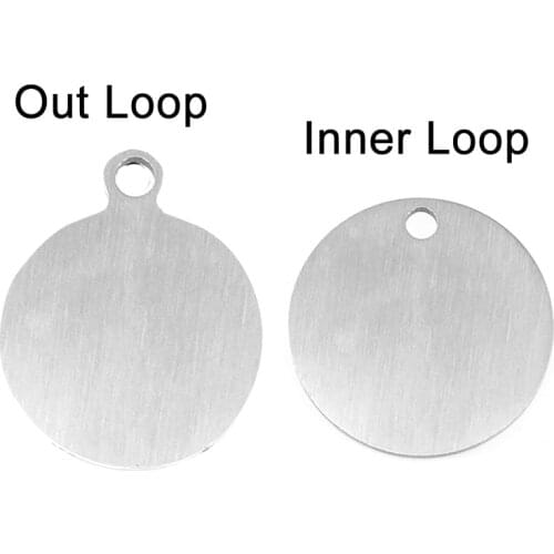 Risul Matte both sides brush polished loop Round disc disk personalized print charms Stainless steel blank pendant 50pcs