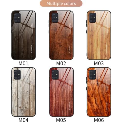 Luxury Wood Grain Tempered Glass Phone Case For Samsung Galaxy S9 S9 Plus S10 S10 Plus S10E S20 S20 Plus Ultra FE S21 Plus Cases
