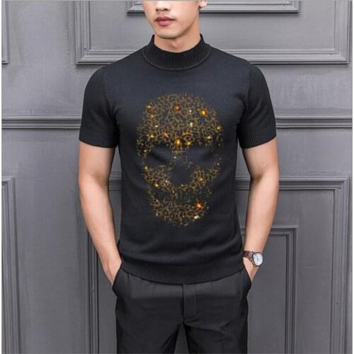 Sweater Men Casual O-Neck Pullover Diamond stone Autumn Winter Slim Fit short Sleeve Mens Sweaters Knitted Cotton Pull Homme To