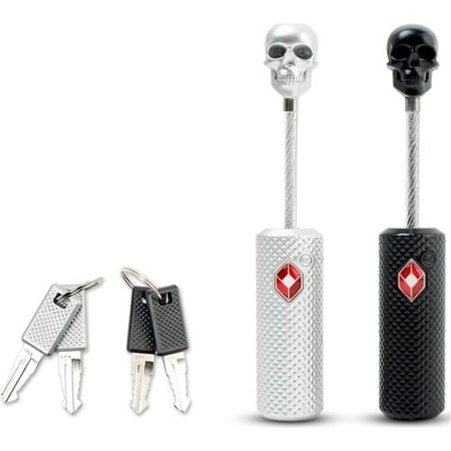 Thicken Wire Rope Padlock Luggage Lock Skull Shape Zinc Alloy Silver Black For Suitcase Knapsack Lockers