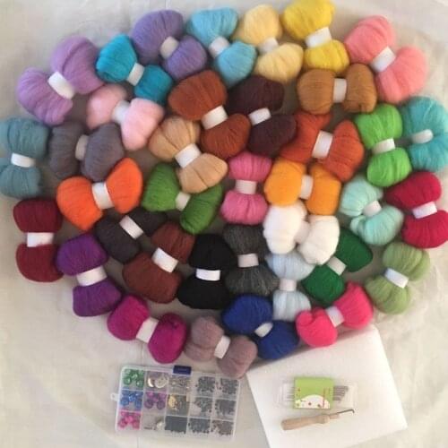 WFPFBEC 10G/BAG 37 COLORS 70S DIY crafa WOOL FOR FELTING lana merino WOOL FIBER tools set wool roving in needles feutrine