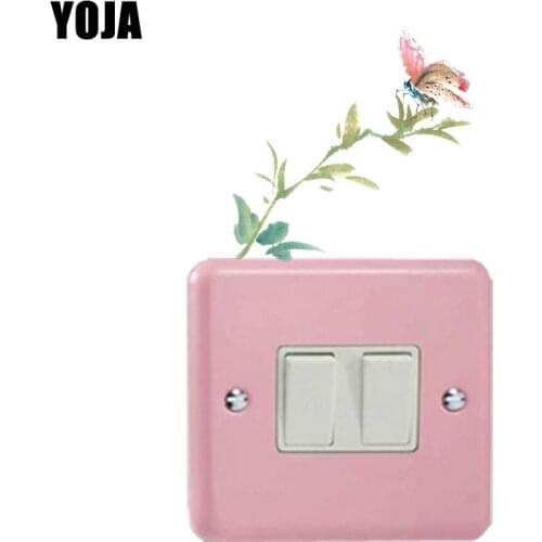 YOJA Beautiful Butterfly Ink Painting Funny Decor Personalized Wall Switch Sticker Living Room Bedroom 8SS0436