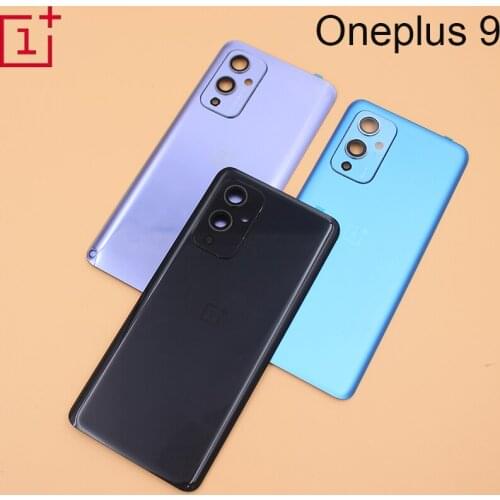 Back Battery Cover Door Rear Glass For Oneplus 9 Housing Door Case Repair Replacement Part With Camera Lens &Logo For ONE PLUS 9