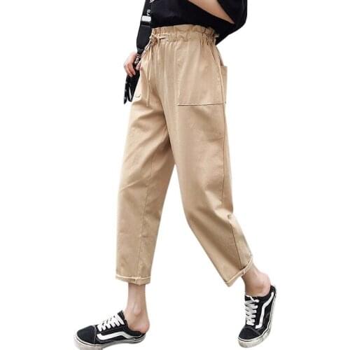 Women pants 2020 spring summer fashion female solid high waist loose harem pant pencil trousers casual pockets cargo pants
