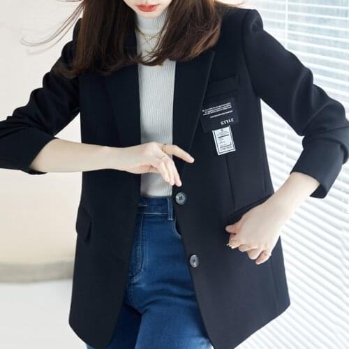 Black Women Blazer Korean Fashion Pockets Lady Office Work Suit Blazers Long Jackets Casaco Streetwear Casual Blazer Femenino