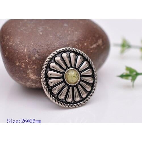 10pc 26X26MM Beauty Tribal BEIGE Turquoise Antique Silver Bohemian Flower Leathercraft Conchos
