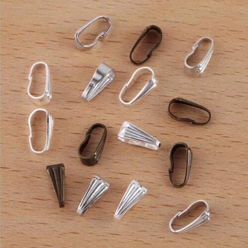 1000pcs Copper Metal 9x4mm Pendant Pinch Bail Clasps Necklace Hooks Clips Connector DIY Jewelry Findings Accessories