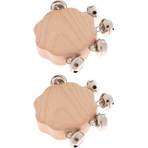 2x Hand Bell Rattle Wooden Baby Rattle Education Gripping Toys Music