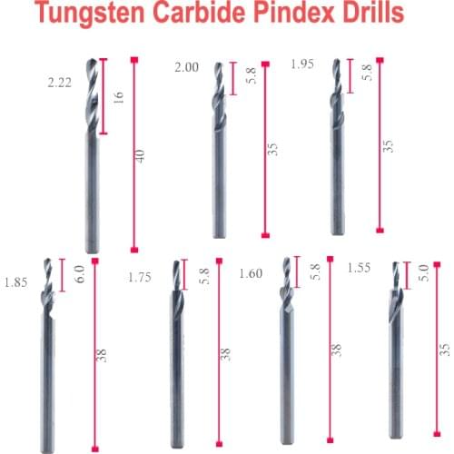 2PCS Dental Lab Tungsten Steel Carbide Drills Burs Used With Lab Pindex Sizes --1.55 1.6 1.75 1.85 1.95 2.0 3.0 Pin Planter