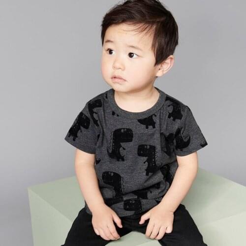 2019 hot selling T-Shirts For boy summer cotton Dinosaur print Children T-Shirts Cartoon Regular baby t shirts for boys 2-7Y