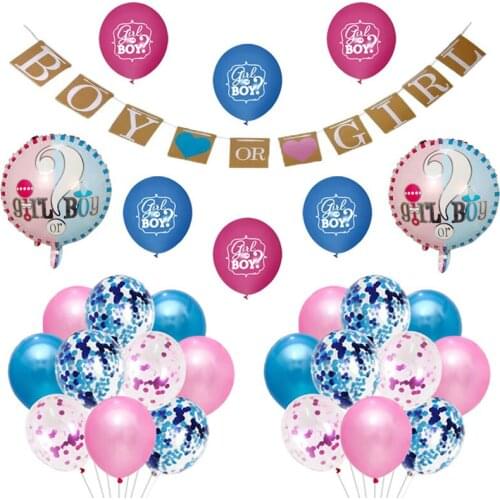 29pcs/lot Baby Shower Pink Blue Theme Boy or Girl Banner Latex Balloon Tissue Flower Gender Reveal Party Decoration Supplies