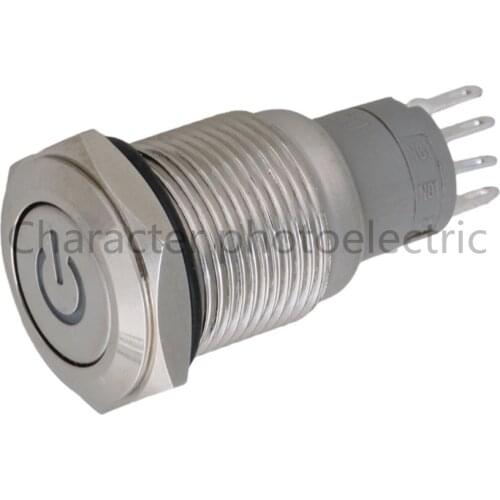5 pcs 16mm 6V/12V Silver Waterproof stainless steel LED Power Push Button Metal ON/OFF Switch Latching For Car Boat Motor