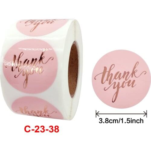 500pcs 38mm Thank You Sticker Envelope Seal Scrapbook Sticker Pink Cute Round Sticker Stationery Label Stickers