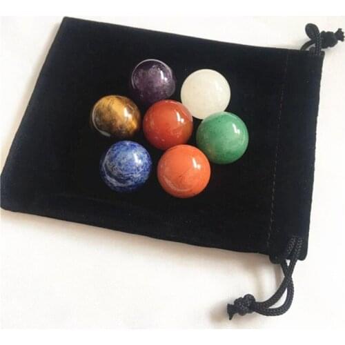 7pcs Natural Stone Chakra Tumbled Healing Crystal Rock Mineral Crystal Bead Home Decoration Ball