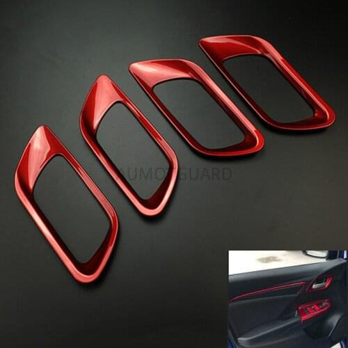 ABS Plastic Inner Car Door Handle Bowl Frame Trim Sticker Cover 4pcs/set For Honda FIT JAZZ 2014 2015 2016 2017 2018
