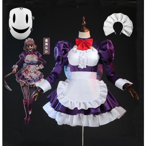 Anime High-Rise Invasion Maid mask Dress Maid-fuku Kamen Cosplay Costume Custom size