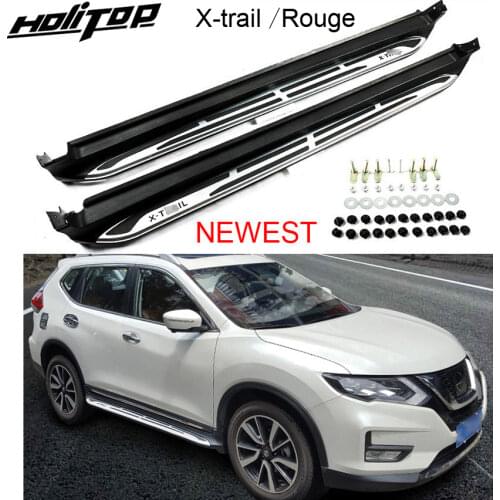 Car side steps running board side bar For Nissan X-trail Rouge 2017-2020,aluminum alloy+ABS,lengthen upgraded bracket,durable