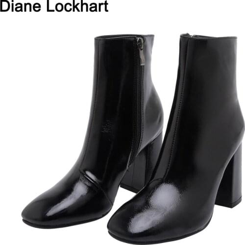 Autumn Women Boots Мартин сапоги Super High Heel Fashion Warm Ankle Boots Side Zipper Winter Boots Black White Ladies Booties