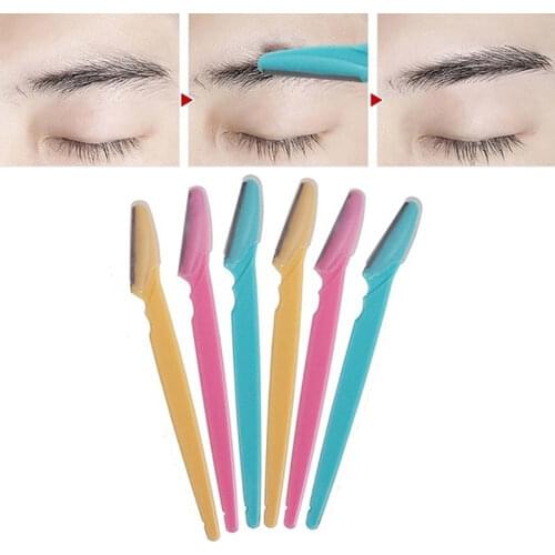 6pcs/set Women Eyebrow Trimmers Blades Hair Remover Shaver Face Eyebrow Razor Epilator Portable Makeup Tools Random Color