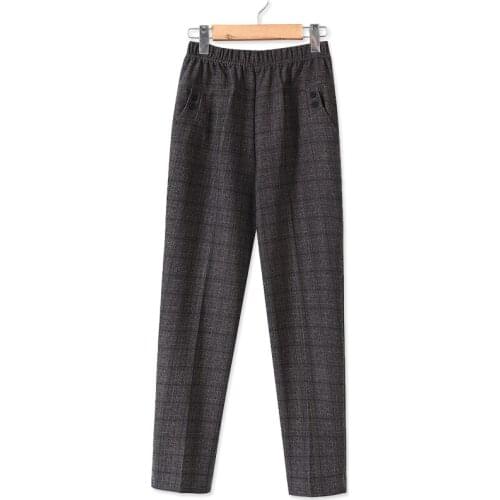 Spring Autumn Middle-aged Women Trousers Loose Plus velvet Elastic Waist Winter Straight Pants Plus Size 5XL Female Trousers Z87