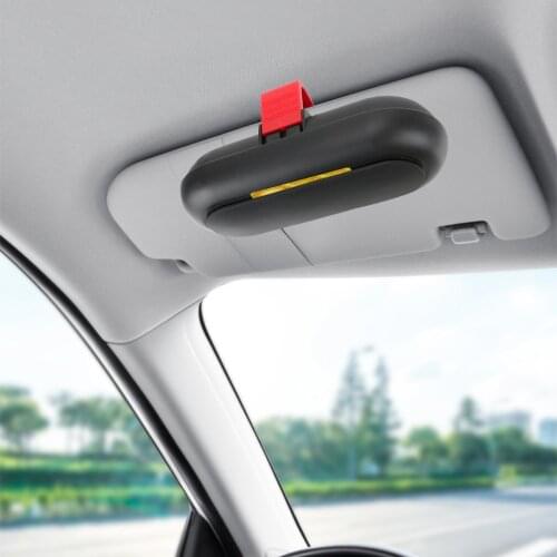 ABS Sunglasses Box Eyeglasses Holder Sun Visor Universal Car Interior Glasses Case Built-in Fiber Velvet Protection