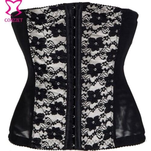 Black Floral Lace Sexy Underbust Corset Waist Shaping Steel Boned Waist Cincher Corsets And Bustiers Women Slimming Body Shaper