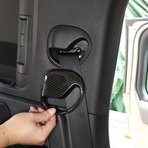 For Land Rover Defender 90 110 2020-22 ABS Silver/Carbon Fiber Car Front row Seat Belt Decorative Cover Stickers Car Accessories