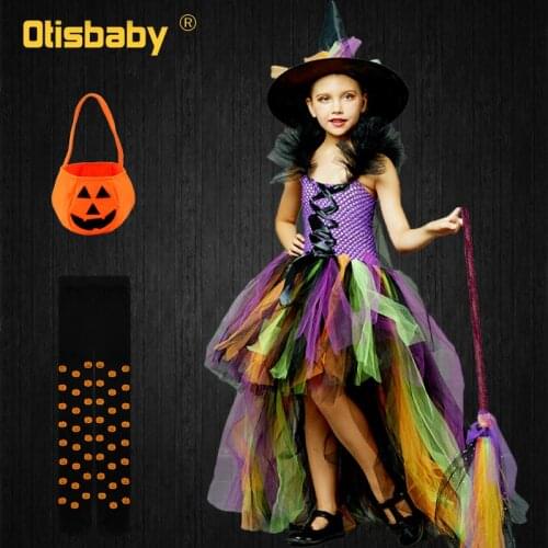 Halloween Children Cosplay Witch Vampire Party Clothing Girls Tulle Unicorn Dress Carnival Tutu Evil Queen Princess Frog Costume