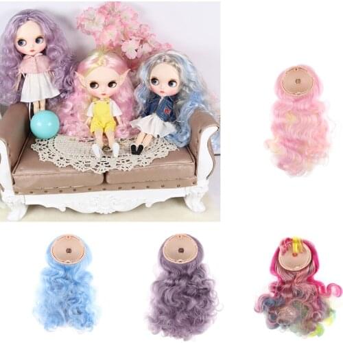 Baby Dolls Wig For 1/6 Doll Colorful Wig Curly Hairpiece with Epicranium for Doll Cosplay Accessories