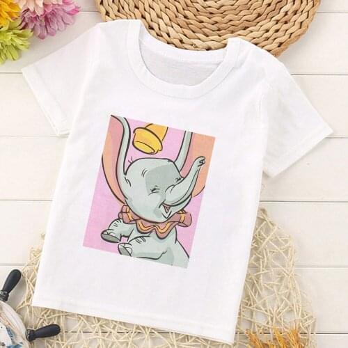 Elephant Dumbo T Shirt Women Children Animated Films Tshirt Kids Graphic Baby Girl Boy T-shirt Tee Shirts funny Clothing 3T-12T