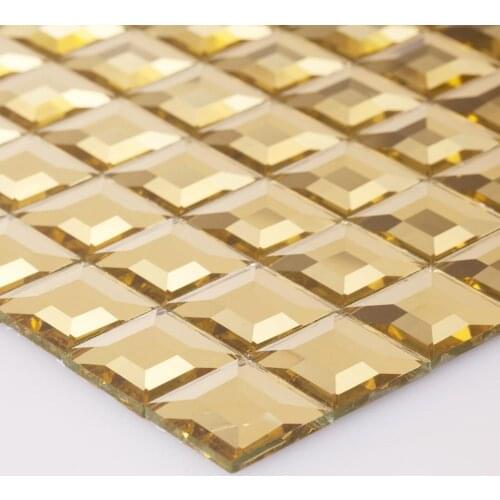 Glossy shallow brown tea color 5 faced diamond mirror glass mosaic tile luxury mirror tiles for kitchen KTV bar free shipping