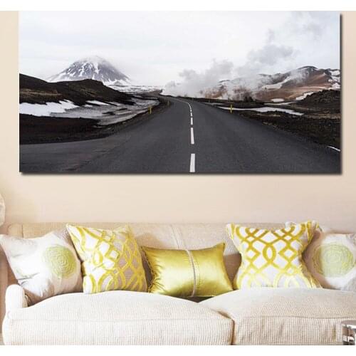 HD Road Snow mountain Landscape Nordic Posters And Prints Wall Art Canvas Painting Wall Pictures For Living Room Home Decoration