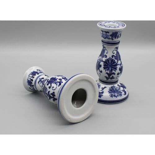 Ceramic candle holder, Blue and white