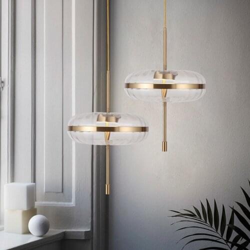 Creative water ripple glass chandelier atmospheric bronze wrought iron lamps for hotel coffee shop dining room living room study