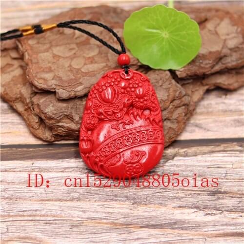 Treasure Pendant Necklace Chinese Natural Red Organic Cinnabar Buddhism Toad Amulet Charm Jewellery Fashion Woman Gifts