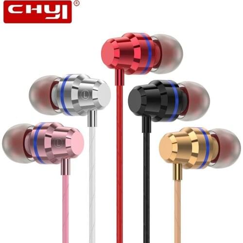 CHYI In-ear Metal Earphone With Microphone 3.5mm Type-C Stereo Music Earbuds Wired Gold Earphones For iPhone Xiaomi Samsung