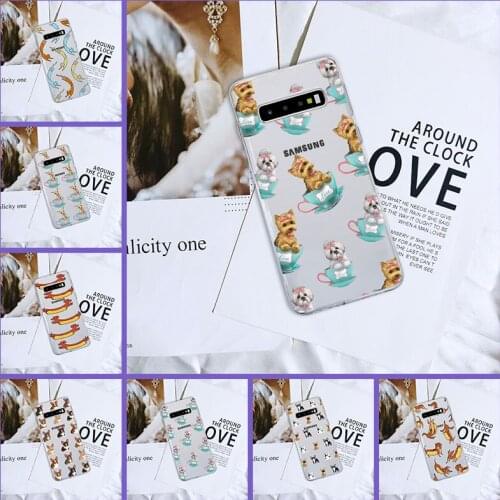 Cute Dog Cat Puppy Phone Cases For Samsung Galaxy S10 Plus 5G 10E Case Silicone Soft Back Cover For Samsung Galaxy Note 10 Pro