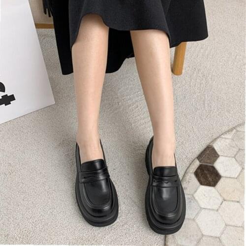 Fashion British style small leather shoes thick-soled womens shoes spring and autumn single shoes 2021 new niche single shoes