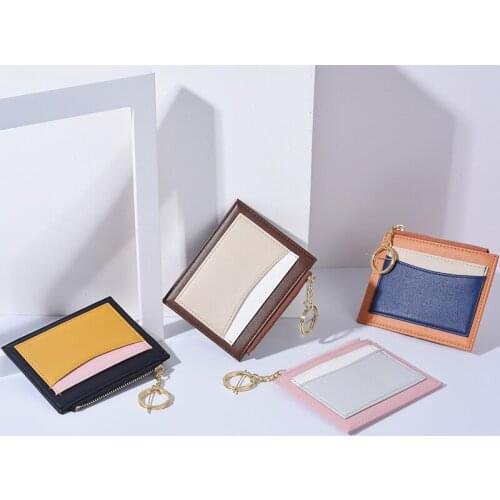 Fashion Thin Card Holder Wallet Business Mini Exquisite Purse Square Zipper Money Coin Pack Lady Simple Key Ring Clutch Package