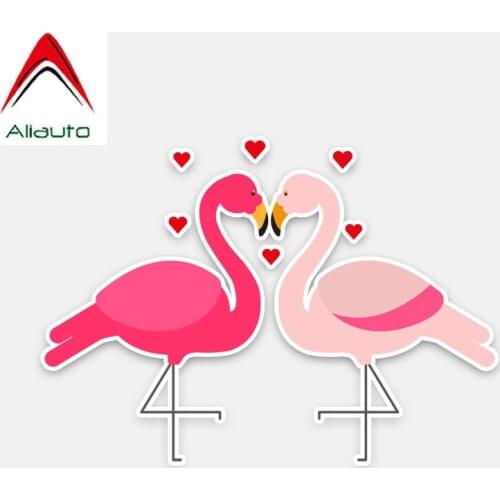 Aliauto Cartoon Car Stickers Lovely Heart Shape Flamingo Accessories Vinyl Decal for Hyundai Honda Opel Mini Cooper ,14cm*10cm